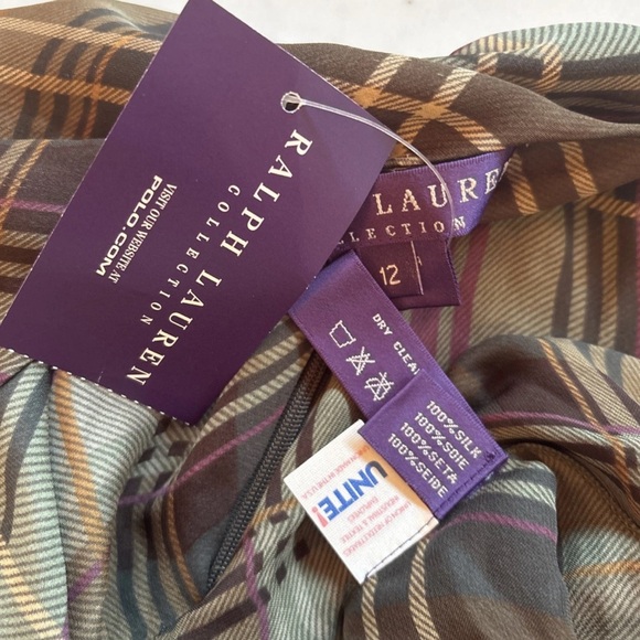 Ralph Lauren Collection Silk Midi Skirt 12 Asymmetrical Plaid Flowy Runway 2003 - Picture 12 of 13